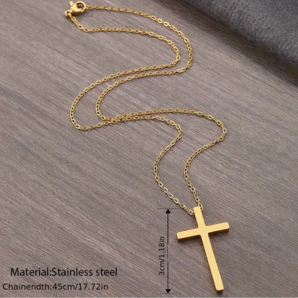 Stainless Steel Necklace Classic Large Cross Pendant Necklace
